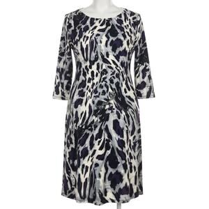 Citiknits Women Plus 1X Purple Black Animal Print Midi Dress Career Casual Date